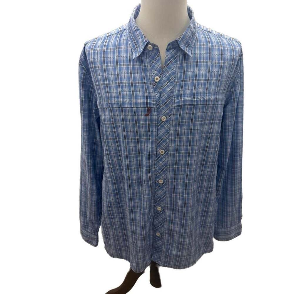 Simms Fishing Products Blue Plaid Performance Fly Fishing Shirt XL